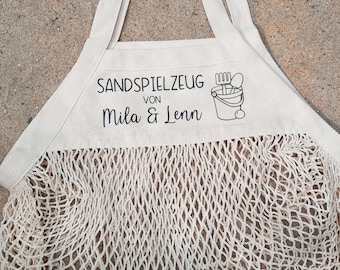 Sandspielzeugtasche, personalisierte Netztasche für Sandspielzeug, praktische Aufbewahrung für Sandspielzeug, Spielplatztasche