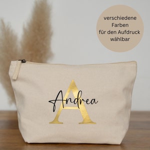 personalisierte Kosmetiktasche mit Initial und Name, Tasche mit Buchstabe und Name, Kulturbeutel mit Initialen, individuelle Kosmetiktasche