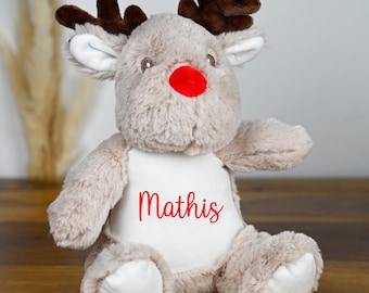 Personalized reindeer plush toy with name – Christmas gift for children – St. Nicholas Day gift