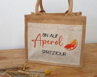 Jutetasche Aperol Spritztour, Tasche Aperol Spritz Tour, Geschenktasche für Getränke, Tasche Aperol Spruch