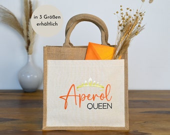 Jute bag Aperol Queen, bag Aperol Spritz, gift bag for drinks, gift idea for Aperol lovers, gift Aperol Spritz