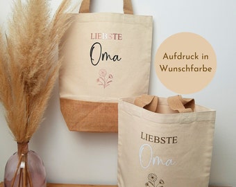 Personalisierte Tasche für die Liebste OMA, Jute Shopper für die Oma, Geschenkidee, Markttasche, Einkaufstasche, Jutetasche