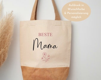 Personalisierte Tasche für die "BESTE Mama", Jute Shopper für die Mama, Geschenkidee, Markttasche, Einkaufstasche, Jutetasche Muttertag