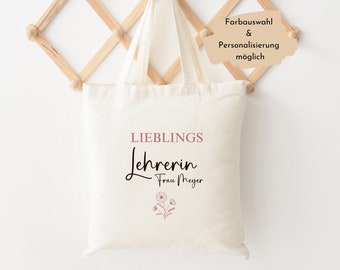 Personalisierte Tasche für die Lieblings Lehrerin, Baumwollbeutel für die Lehrerin, Geschenkidee für Lehrerin, Abschiedsgeschenk Lehrerin