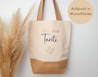 Personalized bag for your "favorite aunt", jute shopper for your aunt, gift idea for aunt, market bag, shopping bag, jute bag