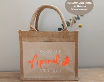 Personalisierte Jutetasche Aperol Spritztour, Tasche Aperol Spritz Tour, Geschenktasche für Getränke, Geschenkidee Aperol Spritz