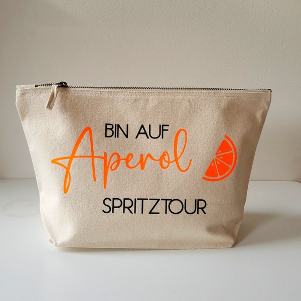 Cosmetic bag Aperol Spritztour, bag Aperol Spritz Tour, toiletry bag with Aperol saying