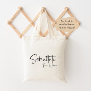 Personalisierte Tasche für Lehrer, Baumwollbeutel Schultüte, Geschenkidee für Lehrerin mit Name, Abschiedsgeschenk Lehrerin, Lehrergeschenk