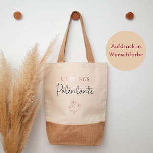 Personalisierte Tasche für die LieblingsPATENTANTE, Jute Shopper für die Patentante, Geschenkidee, Markttasche, Einkaufstasche, Jutetasche Bild 1