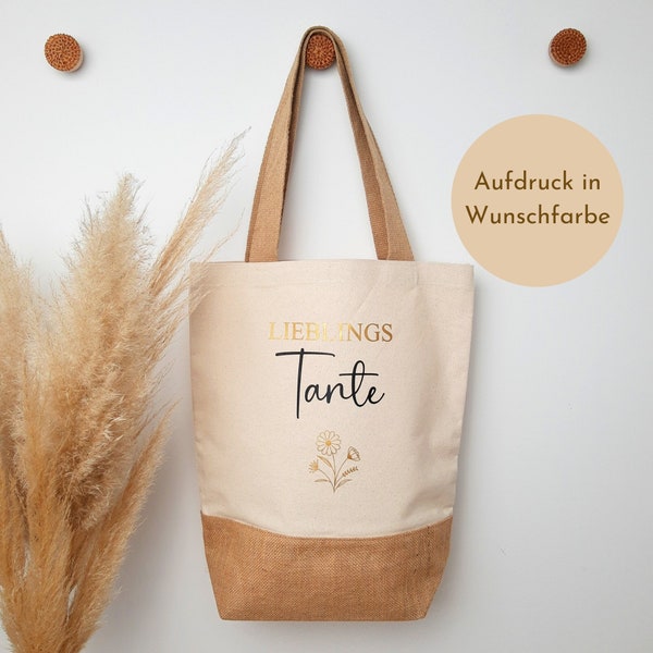 Personalisierte Tasche für die "LieblingsTANTE", Jute Shopper für die Tante, Geschenkidee, Markttasche, Einkaufstasche, Jutetasche