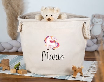 Personalized storage basket for toys, Personalized children's room decoration, Storage for toys, Toy basket with name