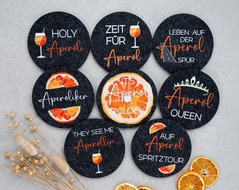 Filzuntersetzer mit Aperol Sprüchen, Getränkeuntersetzer Aperol, Geschenkidee für Aperol-Liebhaber, Untersetzer Aperol, Geschenk Aperol