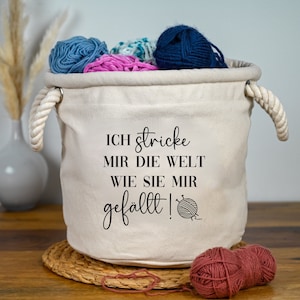 Häkelkorb personalisiert mit Name, Aufbewahrung für Wolle, Korb zum Häkeln, Geschenkidee Häkeln, Häkelkörbchen, Häkelkorb, Geschenk HäkelFan ich stricke mir ...