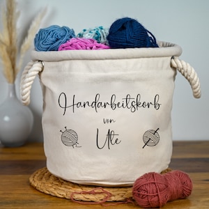 Häkelkorb personalisiert mit Name, Aufbewahrung für Wolle, Korb zum Häkeln, Geschenkidee Häkeln, Häkelkörbchen, Häkelkorb, Geschenk HäkelFan Handarbeitskorb von