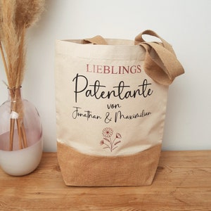 Personalisierte Tasche für die LieblingsPATENTANTE, Jute Shopper für die Patentante, Geschenkidee, Markttasche, Einkaufstasche, Jutetasche Bild 3