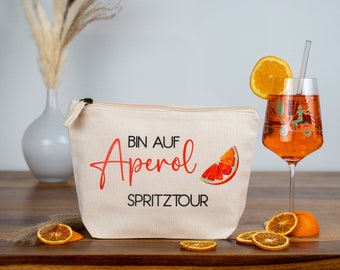 Kosmetiktasche Aperol Spritztour, Tasche Aperol Spritz Tour, Kulturbeutel mit Aperol Spruch, Geschenkidee Aperol Fan, Geschenk Aperol Spritz