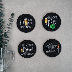 Untersetzer mit Bier Sprüchen, Bierglasuntersetzer, Geschenkidee für Bierliebhaber, Filzuntersetzer Bier, Untersetzer Biersprüche,Bierdeckel Bild 4