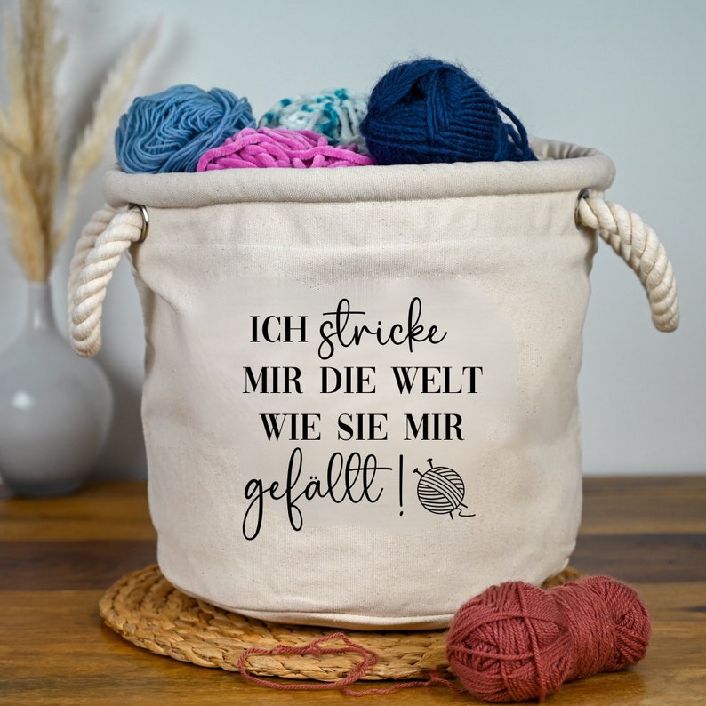 Häkelkorb personalisiert mit Name, Aufbewahrung für Wolle, Korb zum Häkeln, Geschenkidee Häkeln, Häkelkörbchen, Häkelkorb, Geschenk HäkelFan ich stricke mir ...