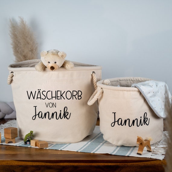 Personalisierter Aufbewahrungskorb für Wäsche, Personalisierte Kinderzimmerdeko, Aufbewahrung für Wäsche Kinderzimmer, Wäschekorb mit Name