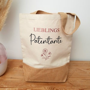 Personalisierte Tasche für die LieblingsPATENTANTE, Jute Shopper für die Patentante, Geschenkidee, Markttasche, Einkaufstasche, Jutetasche Bild 2