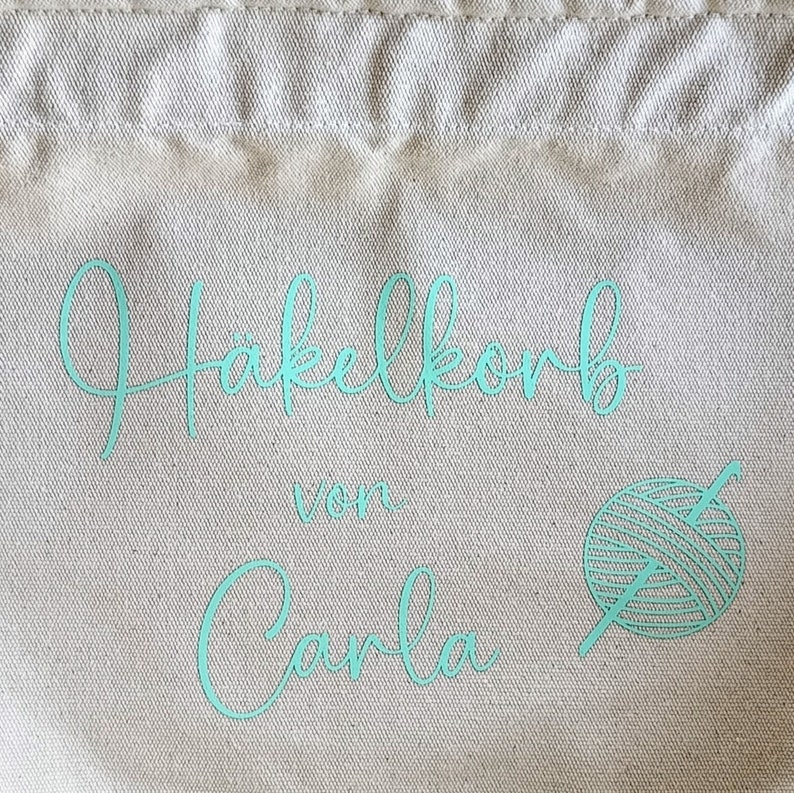 Häkelkorb personalisiert mit Name, Aufbewahrung für Wolle, Korb zum Häkeln, Geschenkidee Häkeln, Häkelkörbchen, Häkelkorb, Geschenk HäkelFan Bild 4