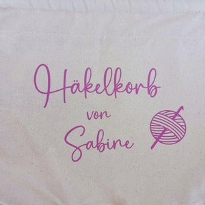 Häkelkorb personalisiert mit Name, Aufbewahrung für Wolle, Korb zum Häkeln, Geschenkidee Häkeln, Häkelkörbchen, Häkelkorb, Geschenk HäkelFan Bild 5