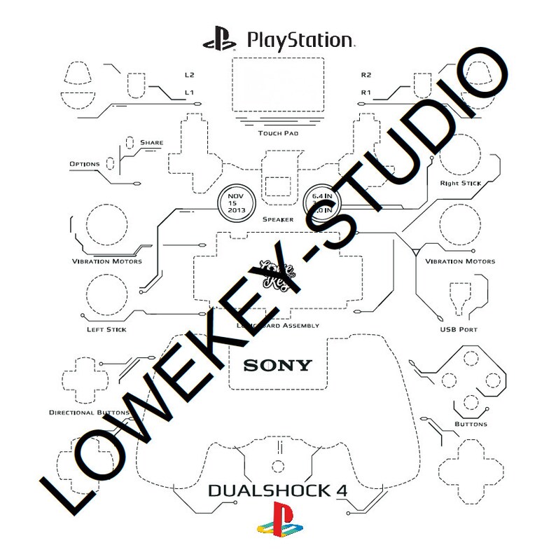 Sony PlayStation DualShock 4 Controller Teardown Template Etsy.de
