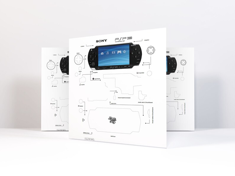 Sony PSP 2000 Teardown Template Download Disassembled Art Etsy España