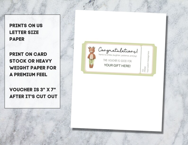 Editable Gift Voucher, Baby Shower Gift Certificate, Custom Gift