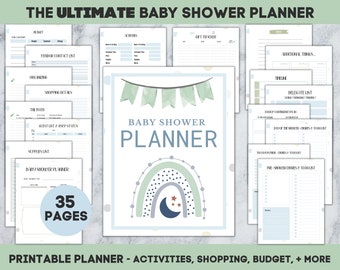 Baby Shower Planner,  Baby Shower Planning, Budget, Guest List, Shopping List, Gift Tracker