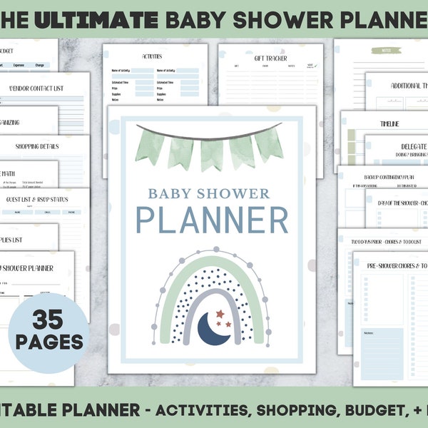 Baby Shower Planner,  Baby Shower Planning, Budget, Guest List, Shopping List, Gift Tracker