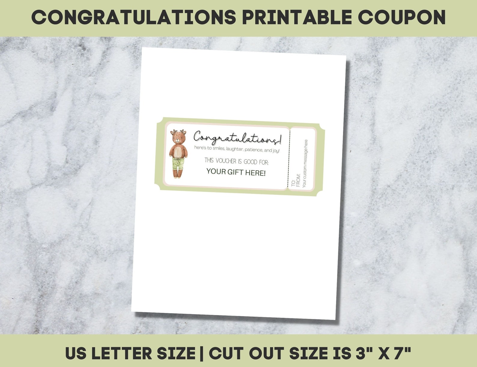 Editable Gift Voucher, Baby Shower Gift Certificate, Custom Gift