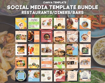 30 Restaurant Instagram Templates, Social Media Templates for Restaurants, Bars, Diners