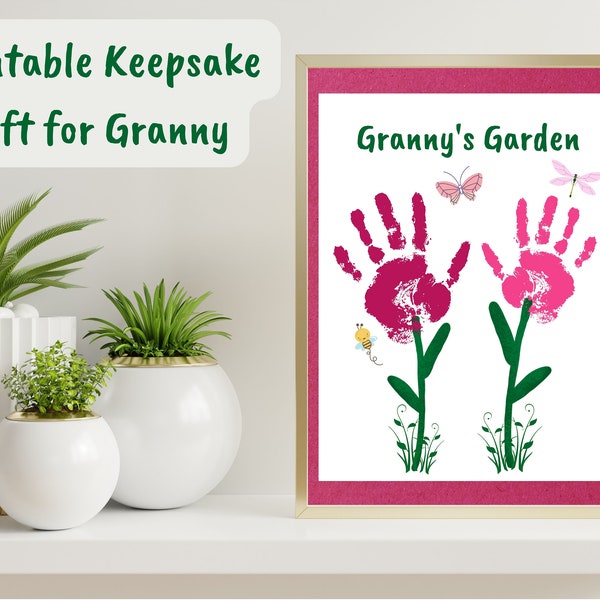 Gift for Granny Handprint Gift, Granny's Garden Handprint Gift from Kids, Printable Mother's Day Gift for Granny