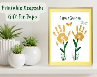 Gift for Papa Handprint Gift, Papa's Garden Handprint Gift from Kids, Printable Father's Day Gift for Papa, Grandparents Day