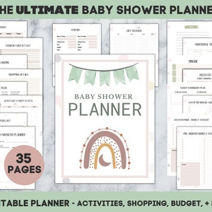 Baby Shower Planner,  Baby Shower Planning, Budget, Guest List, Shopping List, Gift Tracker