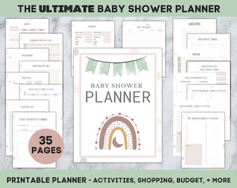 Baby Shower Planner,  Baby Shower Planning, Budget, Guest List, Shopping List, Gift Tracker