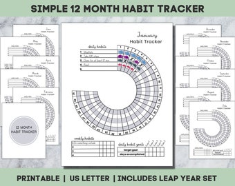 Round Habit Tracker, Daily, Weekly, Circle Habit Tracker