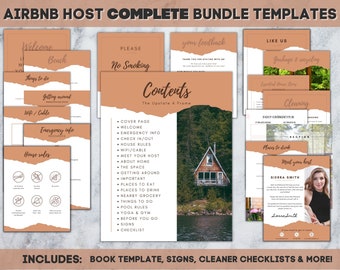 Airbnb Welcome Book, Airbnb Host Bundle, Vacation Rental Book, Signs, Cleaning Checklist Canva Template