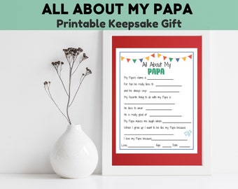 Father's Day Questionnaire, All About My Papa, Sentimental Fathers Day Gift, Printable Father's Day Gift from Kids