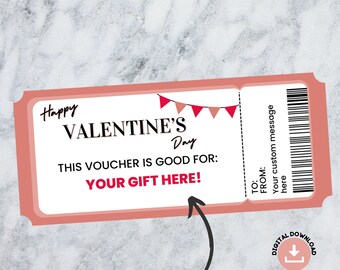 Valentine's Day Coupon, Printable Valentine's Gift Coupon, Custom Gift Voucher, Editable Father's Day Gift Coupon