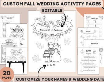 Wedding Activity Printable, Editable Fall Wedding Activity Pages, Older Kids Wedding Activity Book