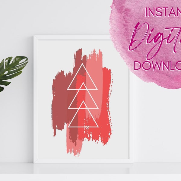 Simplistic Feng Shui Decor for Intentional Living, One Piece Watercolor Triangle Wall Art ideal for your Livingroom