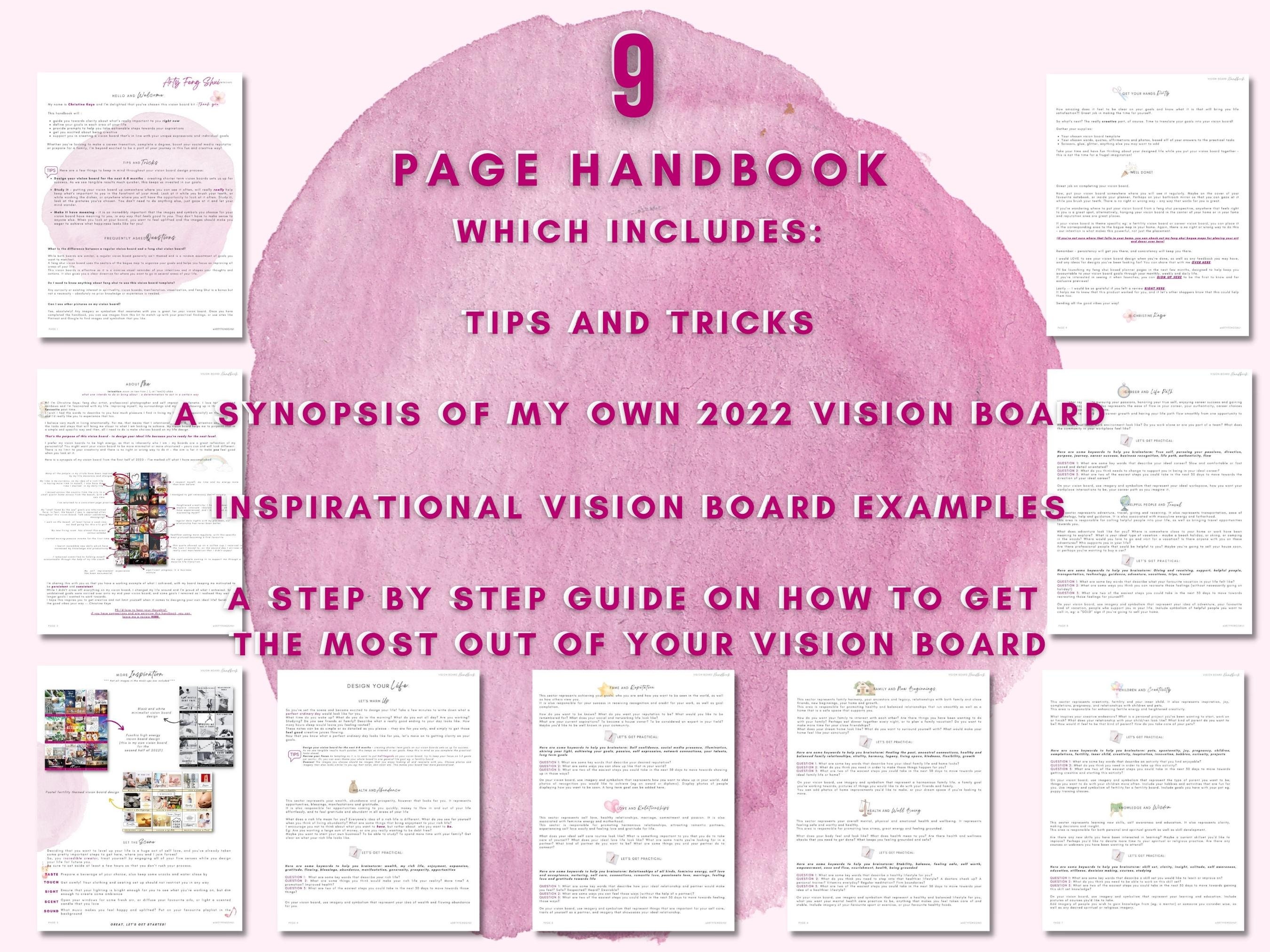 Printable Feng Shui Vision Board Template 11x14 -   Feng shui vision  board, Vision board template, Creative vision boards