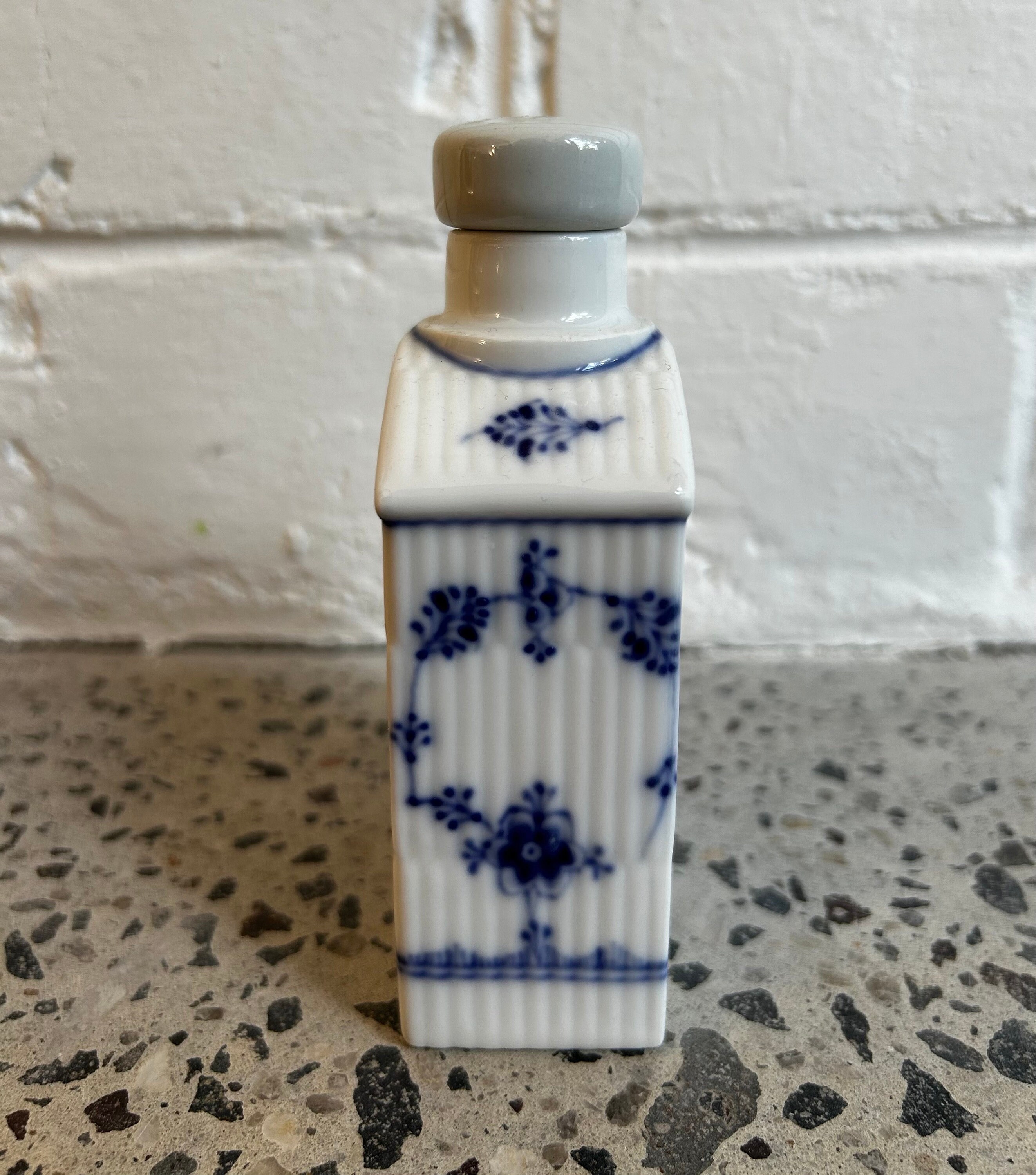 Rare Antique Royal Copenhagen Tea Caddy Blue Fluted 261