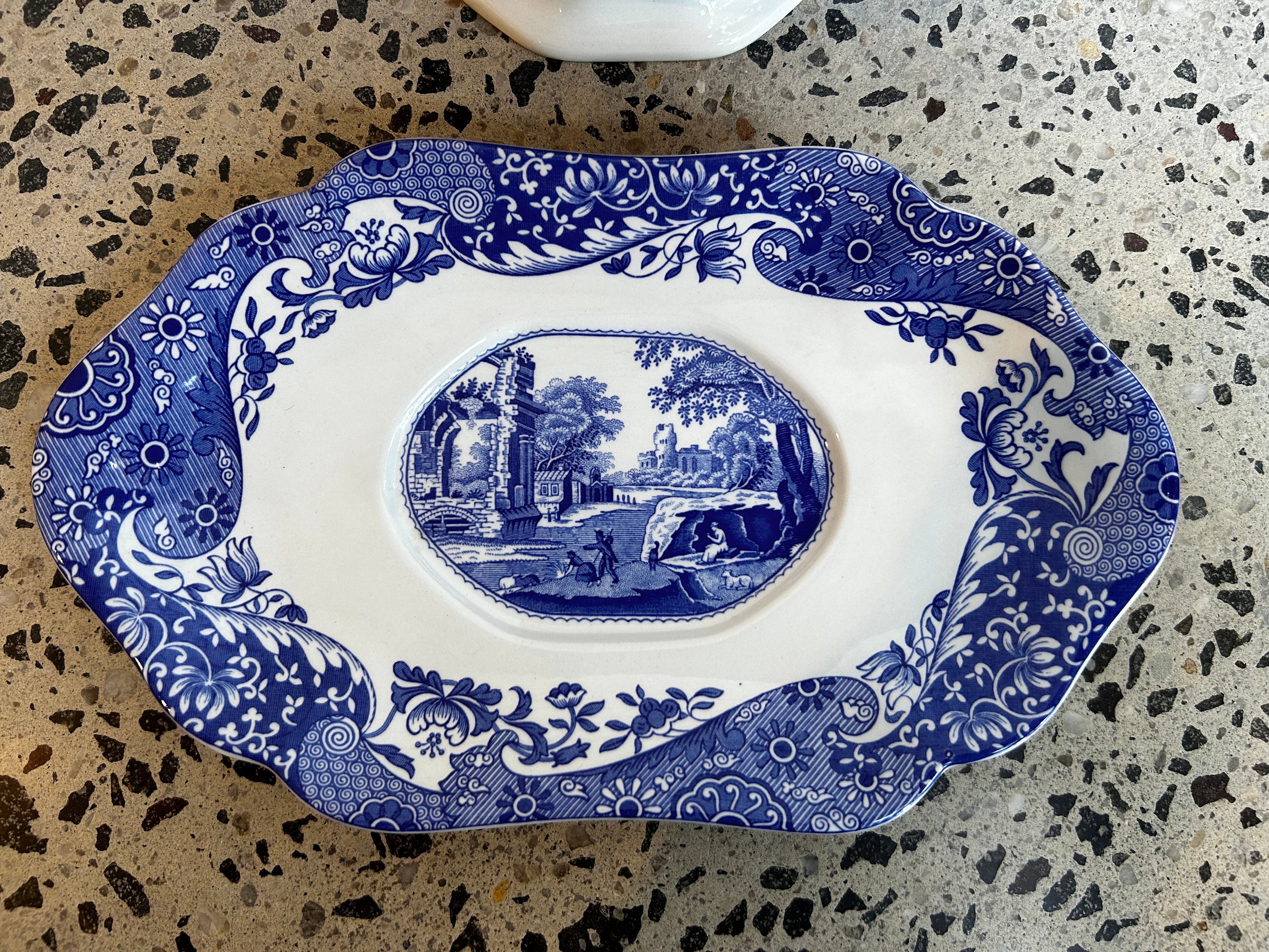 Spode Blue Italian Gravy Boat Set Etsy