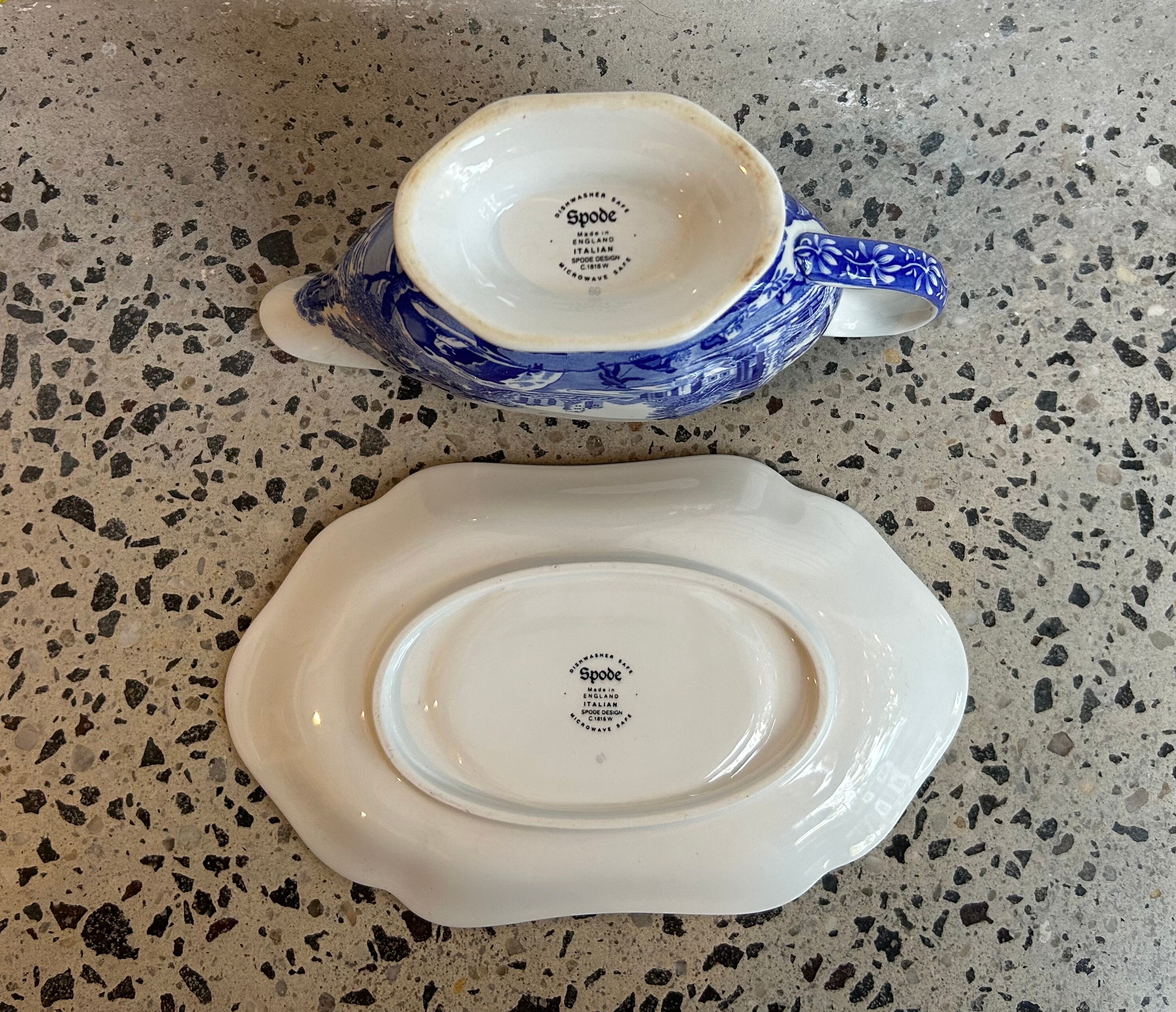 Spode Blue Italian Gravy Boat Set Etsy