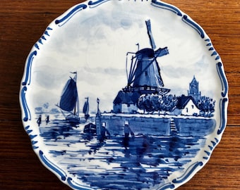 Plato de porcelana azul de Delft Fles, 1972, diámetro 150 mm