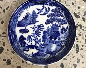 Antique Blue Willow Trinket Dish or Coaster