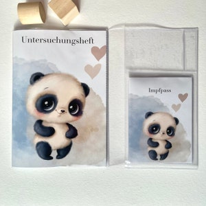 Set U-heft und Impfpass Hülle, Bären Motiv, Blau, Beige, Geschenk zur Geburt, Geschenkidee Baby Junge, Untersuchungshefthülle